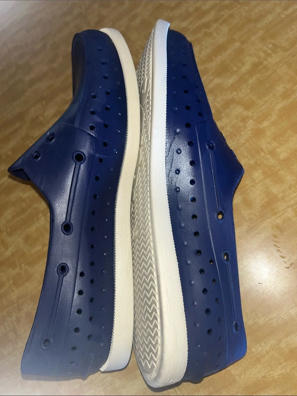 Native Men's Slip-On Boat Shoes in Blue with White Trim Size 12